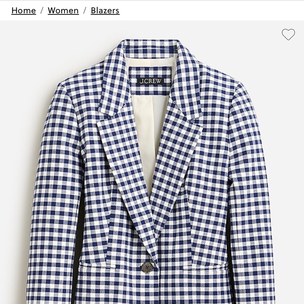 J. Crew Women's Parke Checkered Blazer & Kate Straight Leg Pants Suit Set - 12